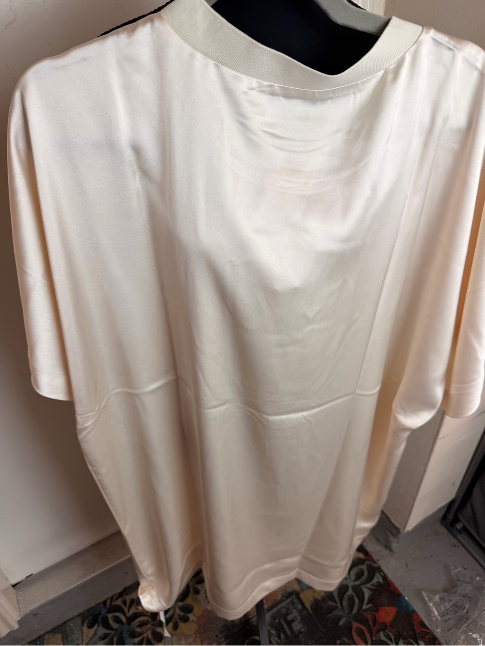 ASOS Cream Satin Short Sleeve Dress
